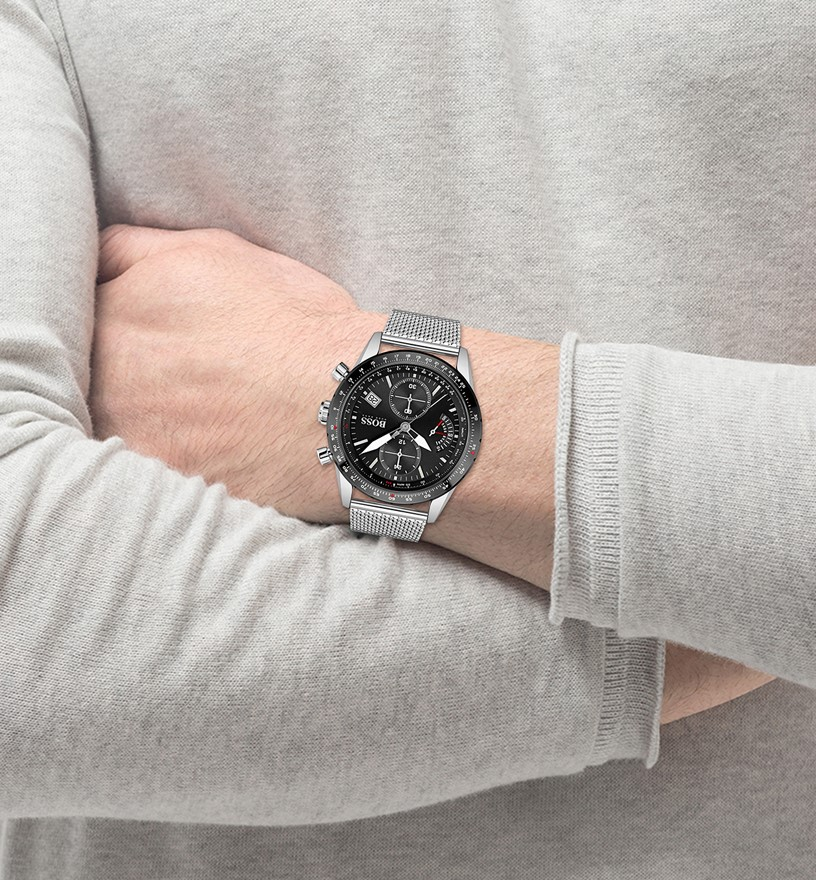 Montre Homme Hugo Boss Pilot Edition 1513886 Chronographe Cadran Noir Boîtier Acier vue 4