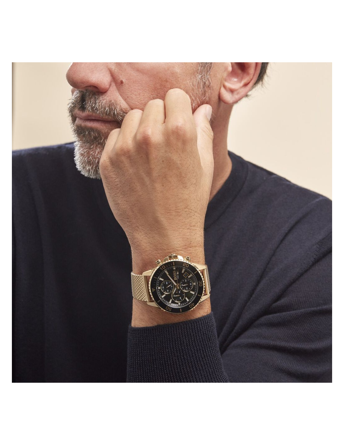 Montre Homme Hugo Boss Admiral 1513906 chronographe doré cadran noir vue 3