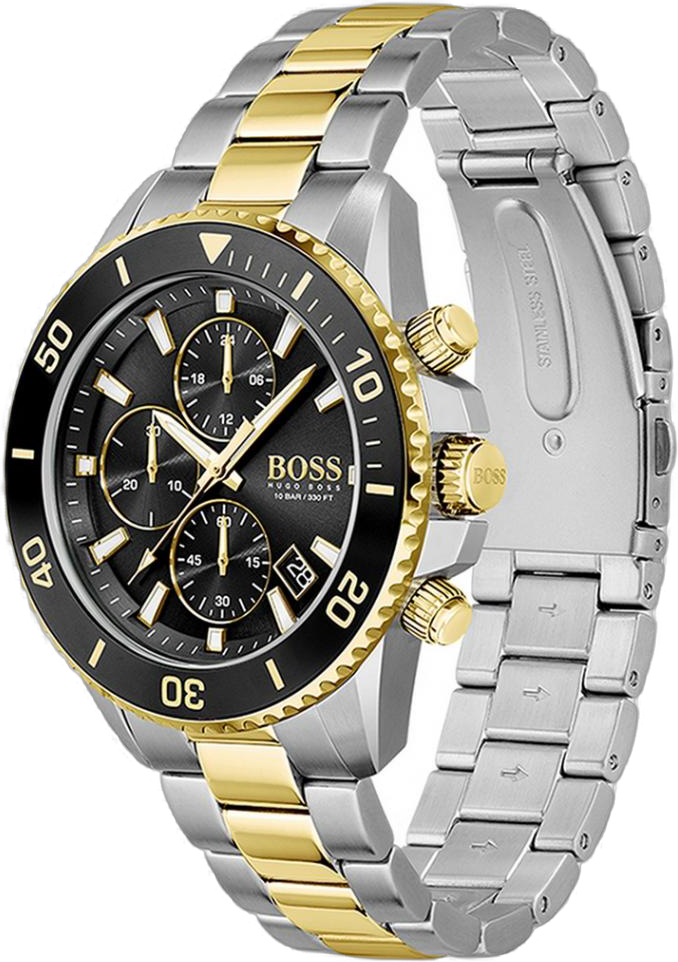 Montre Homme Hugo Boss Admiral 1513908 chronographe bicolore cadran noir vue 2