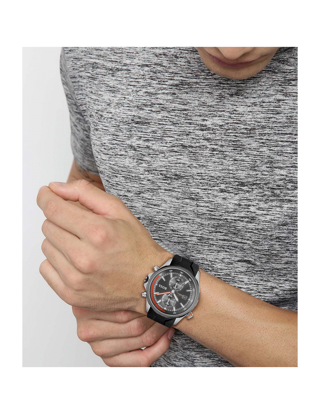 Montre Homme Hugo Boss Globetrotter 1513931 Chronographe Cadran Noir Bracelet Silicone vue 3