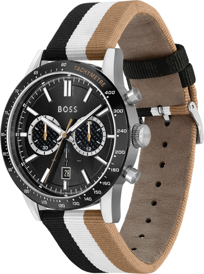 Montre Homme Hugo Boss 1513963 Chronographe Quartz Cadran Noir Bracelet NATO Tricolore vue 2