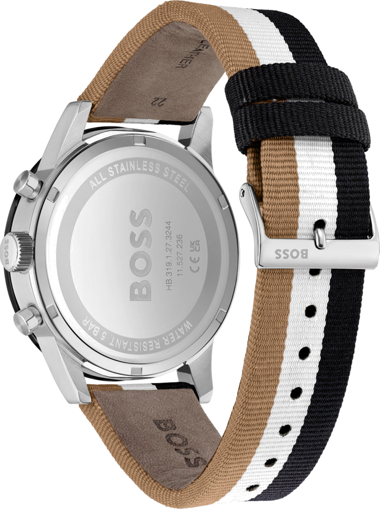 Montre Homme Hugo Boss 1513963 Chronographe Quartz Cadran Noir Bracelet NATO Tricolore vue 3
