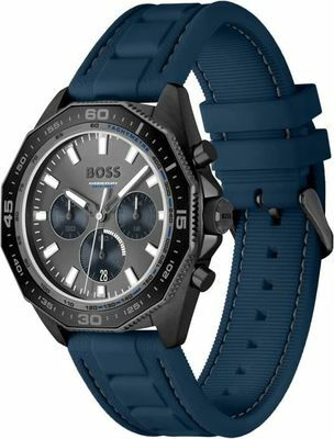 Montre Hugo Boss Homme 1513972 Cadran Noir Bracelet Silicone Bleu vue 2