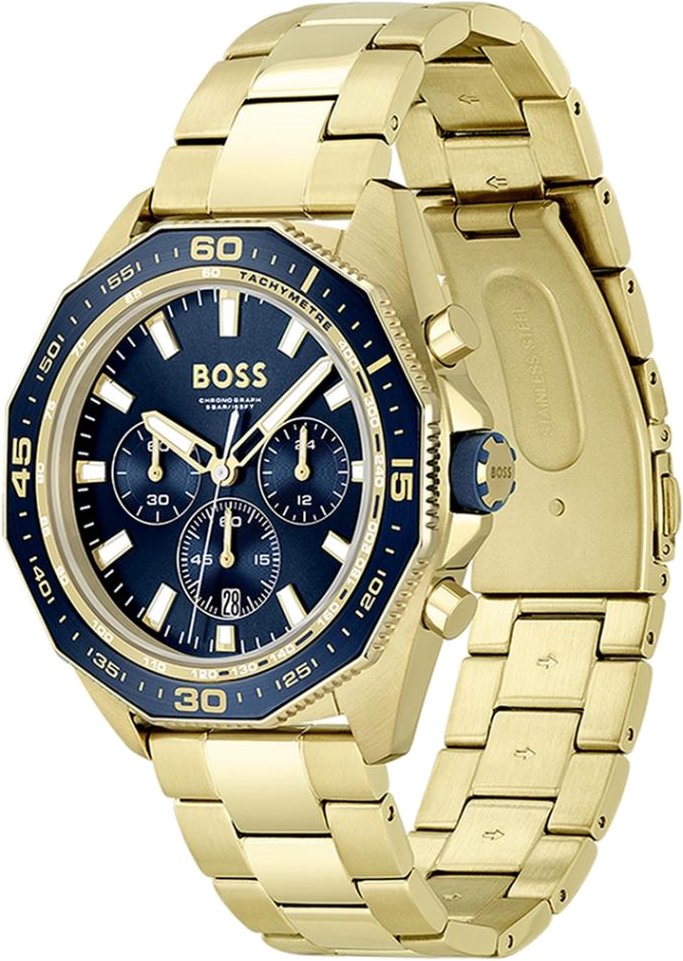 Montre Hugo Boss Energy 1513973 Homme - Cadran Bleu, Bracelet Acier Doré Jaune vue 2