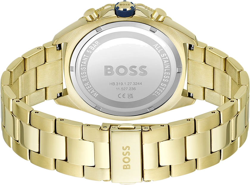 Montre Hugo Boss Energy 1513973 Homme - Cadran Bleu, Bracelet Acier Doré Jaune vue 3