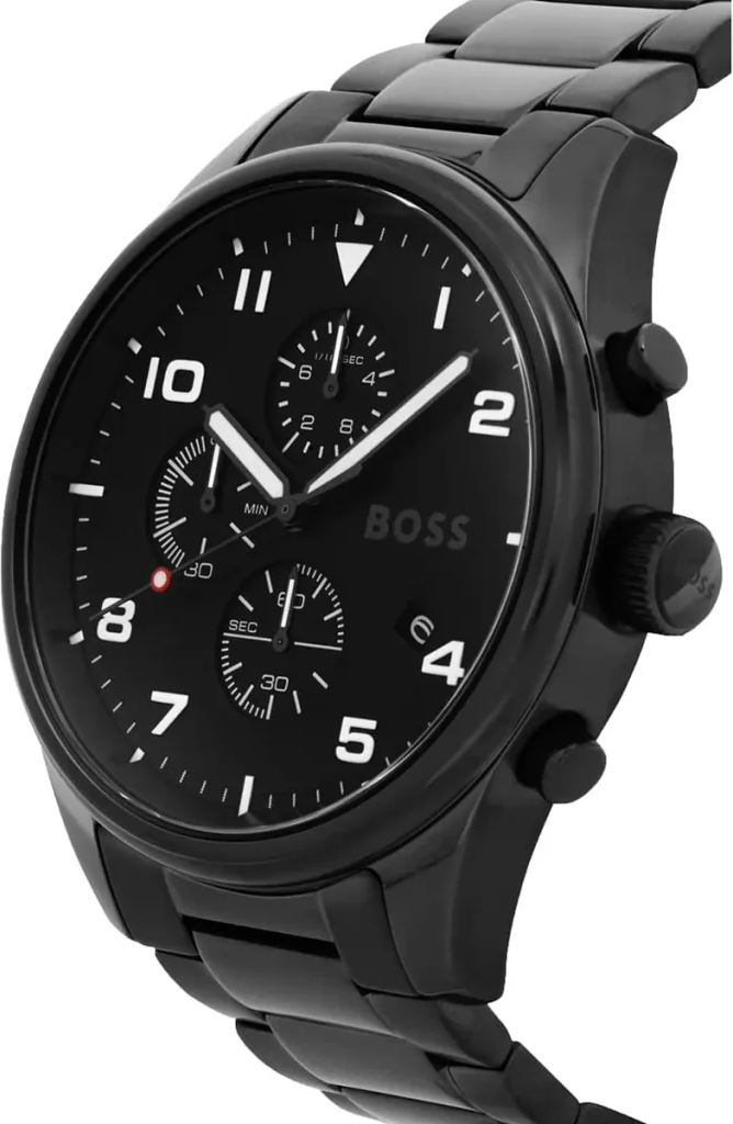 Montre Homme Hugo Boss View 1513991 Chronographe Quartz, Cadran Noir, Bracelet Acier Gris vue 3