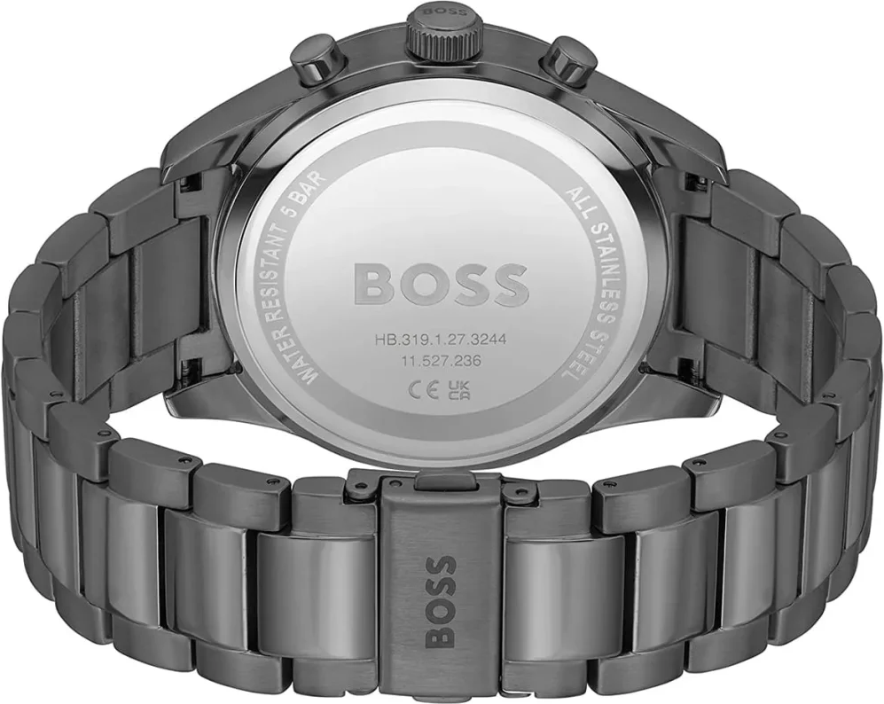 Montre Homme Hugo Boss View 1513991 Chronographe Quartz, Cadran Noir, Bracelet Acier Gris vue 4
