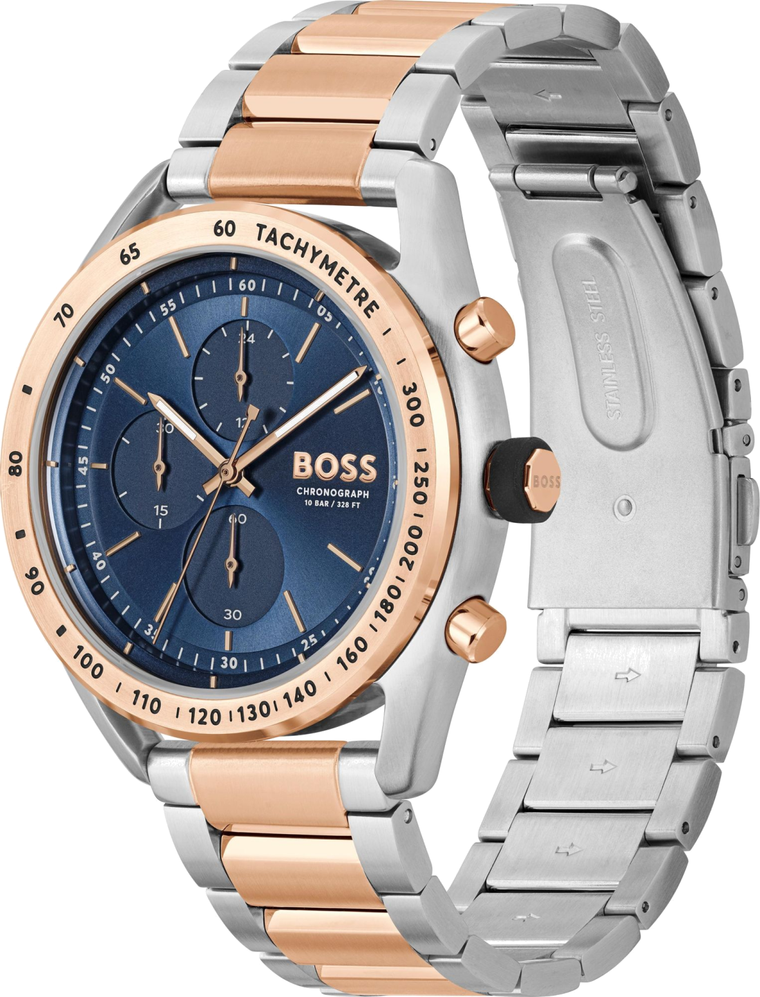 Montre Homme Hugo Boss 1514026 Center Court Acier Bicolore Argent et Or Rose vue 2