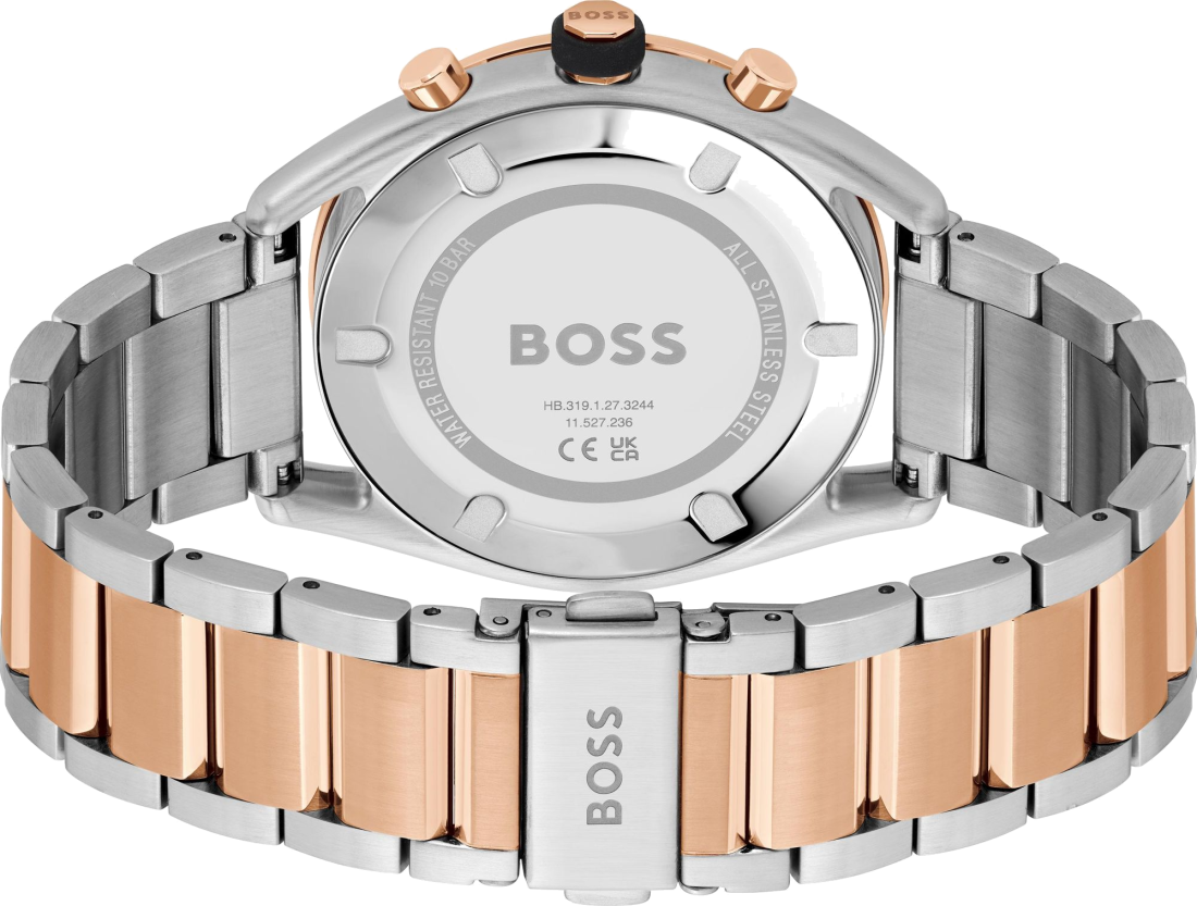 Montre Homme Hugo Boss 1514026 Center Court Acier Bicolore Argent et Or Rose vue 3