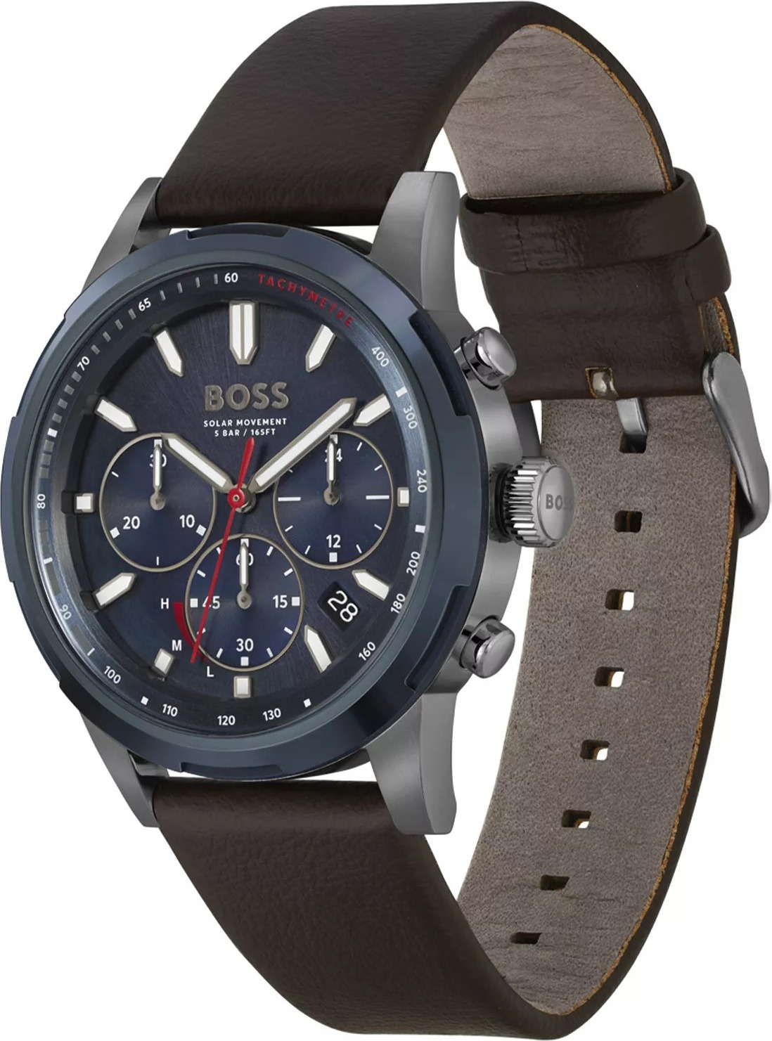 Montre Homme Hugo Boss 1514030 - Boîtier Acier Bicolore, Cadran Bleu Nuit, Bracelet Cuir Marron vue 2