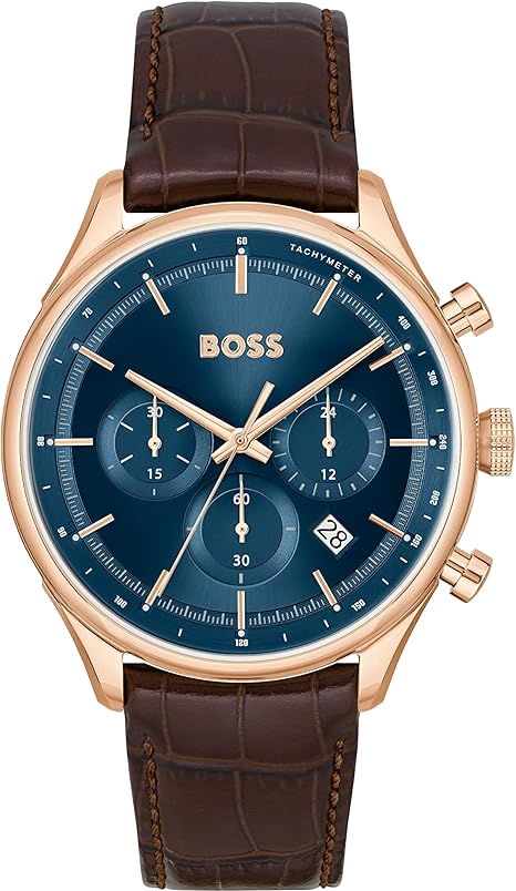 Montre Hugo Boss Sport Lux Gregor 1514050 pour Homme - Cadran Bleu, Bracelet Cuir Marron