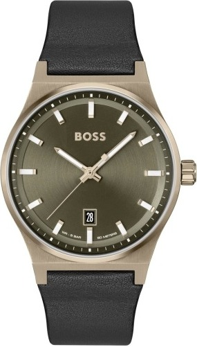 Montre Hugo Boss 1514080 Candor Homme - Boîtier Bronze, Cadran Vert, Bracelet Cuir Noir