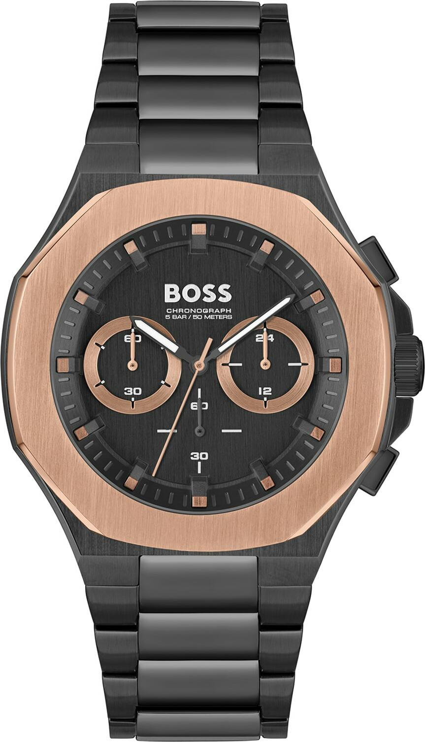 Montre Homme Hugo Boss 1514090, Boîtier Acier Noir Brossé 44mm, Cadran Bronze