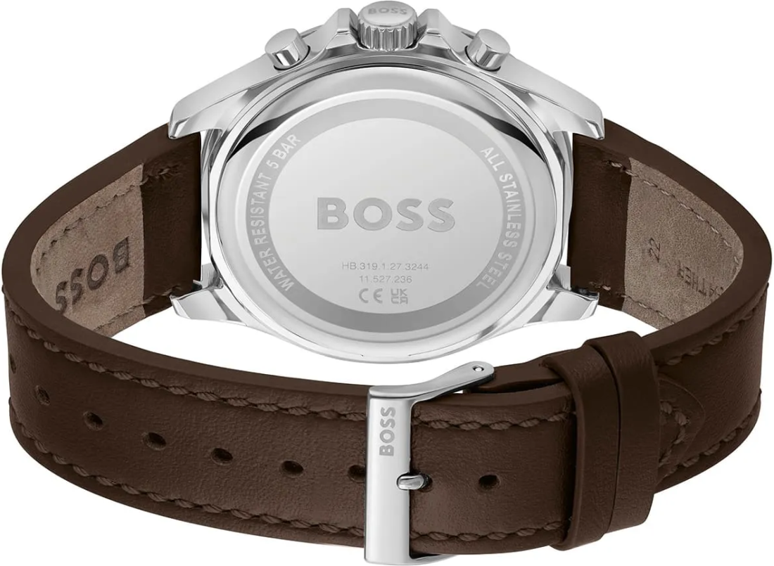 Montre Homme Hugo Boss Troper 1514098 - Cadran Vert, Bracelet Cuir Marron, Chronographe vue 4