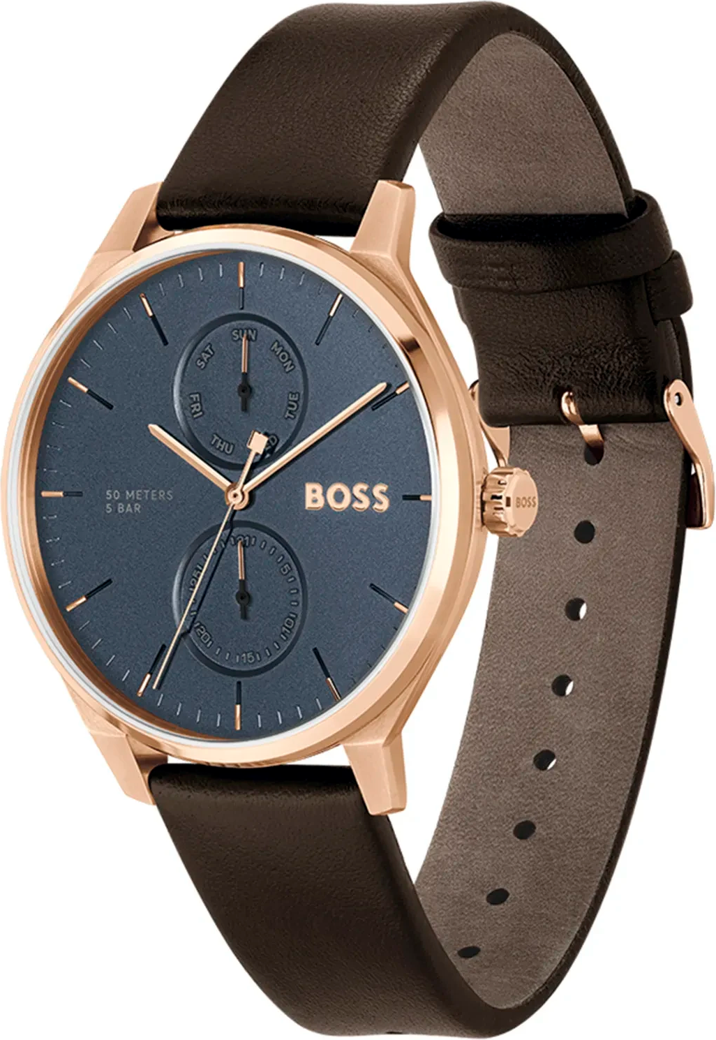 Montre Homme Hugo Boss 1514103 Tyler - Boîtier Or Rose, Cadran Bleu, Bracelet Cuir Marron vue 2