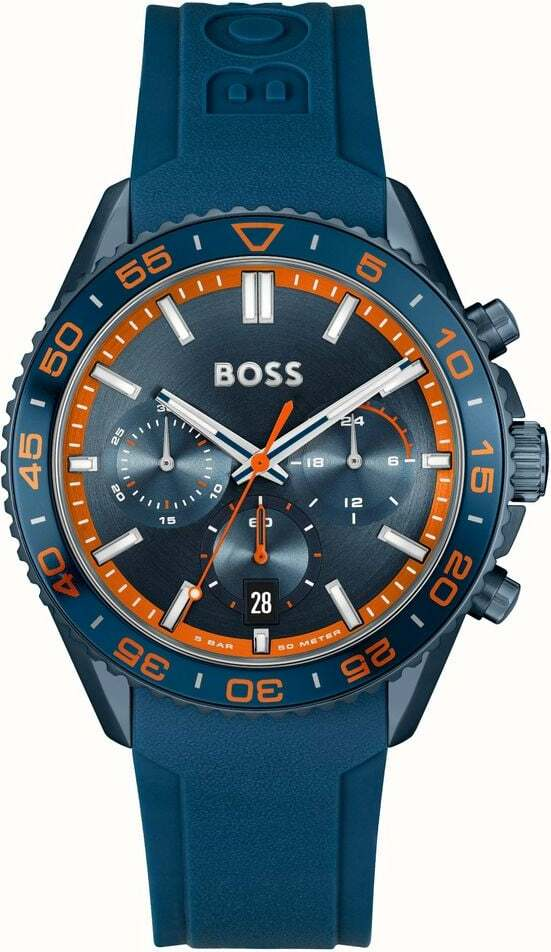 Montre Homme Hugo Boss Runner 1514142 - Bracelet silicone bleu, Cadran multifonctions