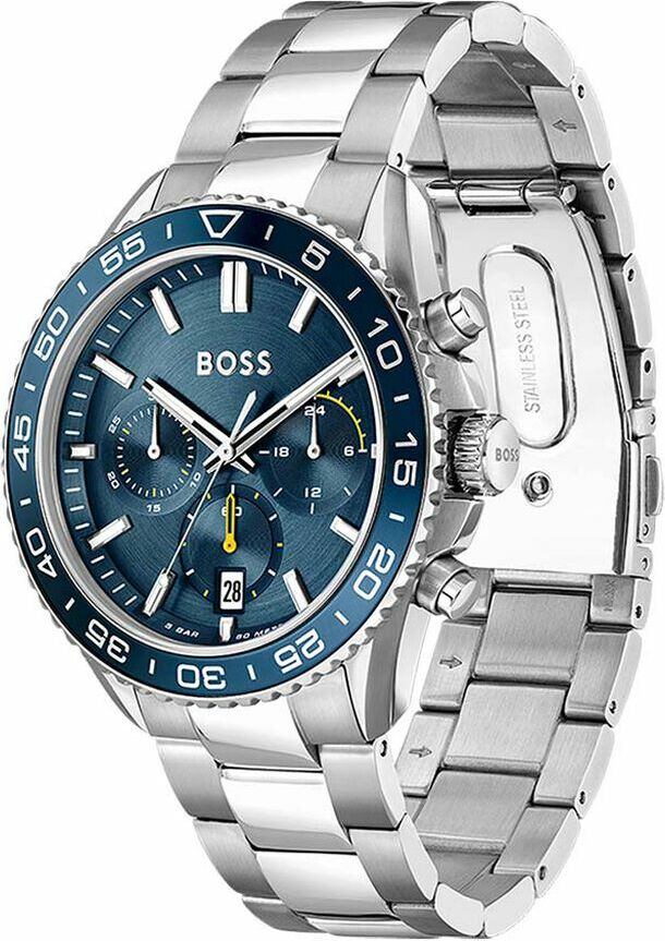 Montre Homme Hugo Boss 1514143 Runner Acier Argenté Cadran Bleu Chronographe vue 2