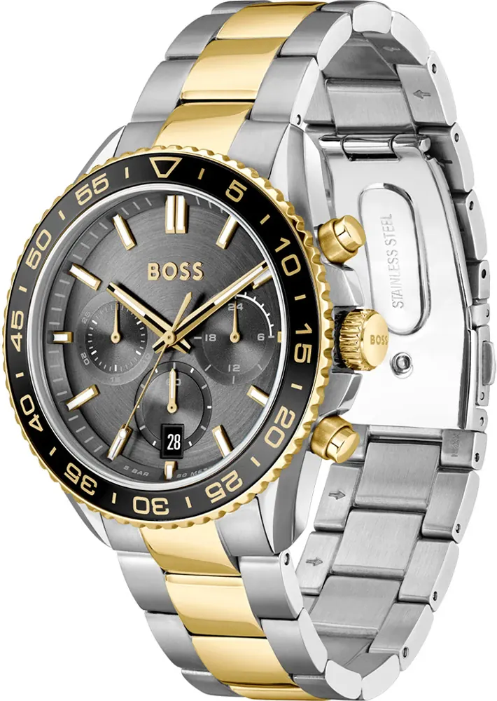 Montre Homme Hugo Boss Runner 1514144, Boîtier Acier Bicolore 44mm, Cadran Gris, Chronographe Quartz vue 2