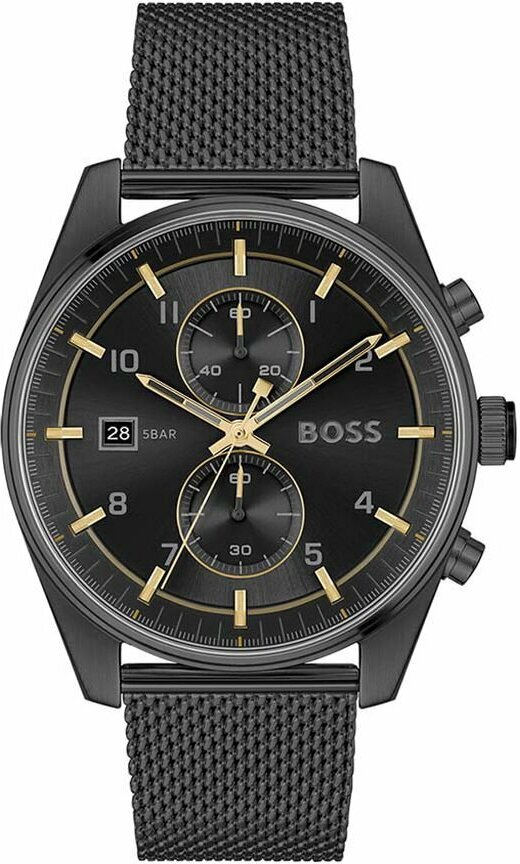 Montre Hugo Boss 1514150 Chronographe Homme Acier Noir Maille Milanaise