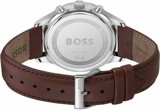 Montre Homme Hugo Boss 1514155 Avery Bracelet Cuir Marron et Cadran Gris Anthracite vue 3