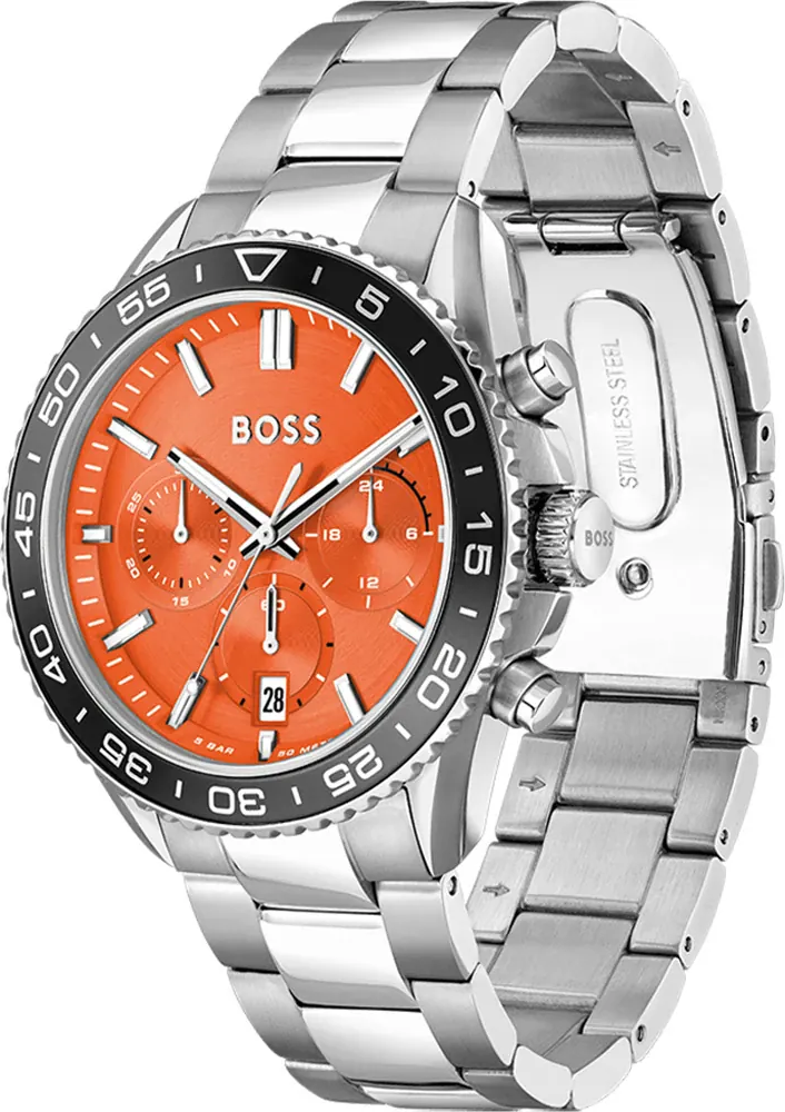 Montre Hugo Boss Runner 1514162 Acier Argenté Cadran Orange vue 2