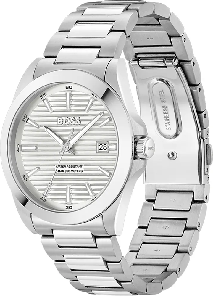 Montre Homme Hugo Boss 1514176, Boîtier et Bracelet Acier Argenté, Cadran Blanc vue 2