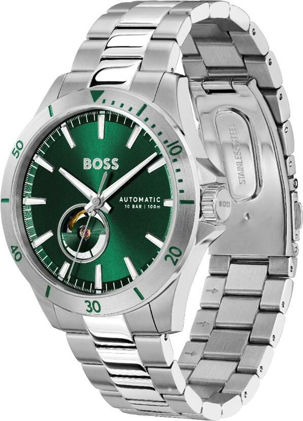 Montre Homme Hugo Boss Troper Automatique 1514200 - Cadran Vert, Boîtier et Bracelet Acier Argenté vue 2