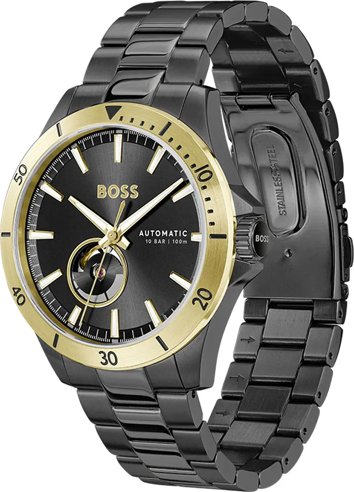 Montre Homme Hugo Boss Troper Automatique 1514203 Boîtier et Bracelet Acier Noir vue 2