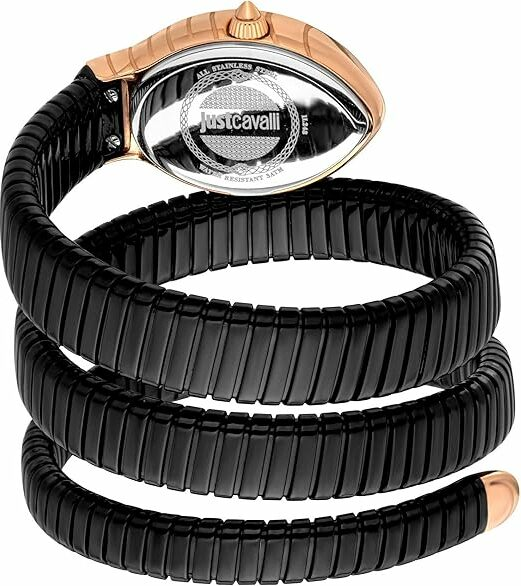 Montre Femme Just Cavalli JC1L248M0085 Signature Snake - Cadran Noir, Acier Noir et Or Rose vue 3