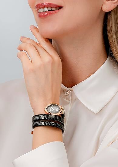 Montre Femme Just Cavalli JC1L248M0085 Signature Snake - Cadran Noir, Acier Noir et Or Rose vue 4