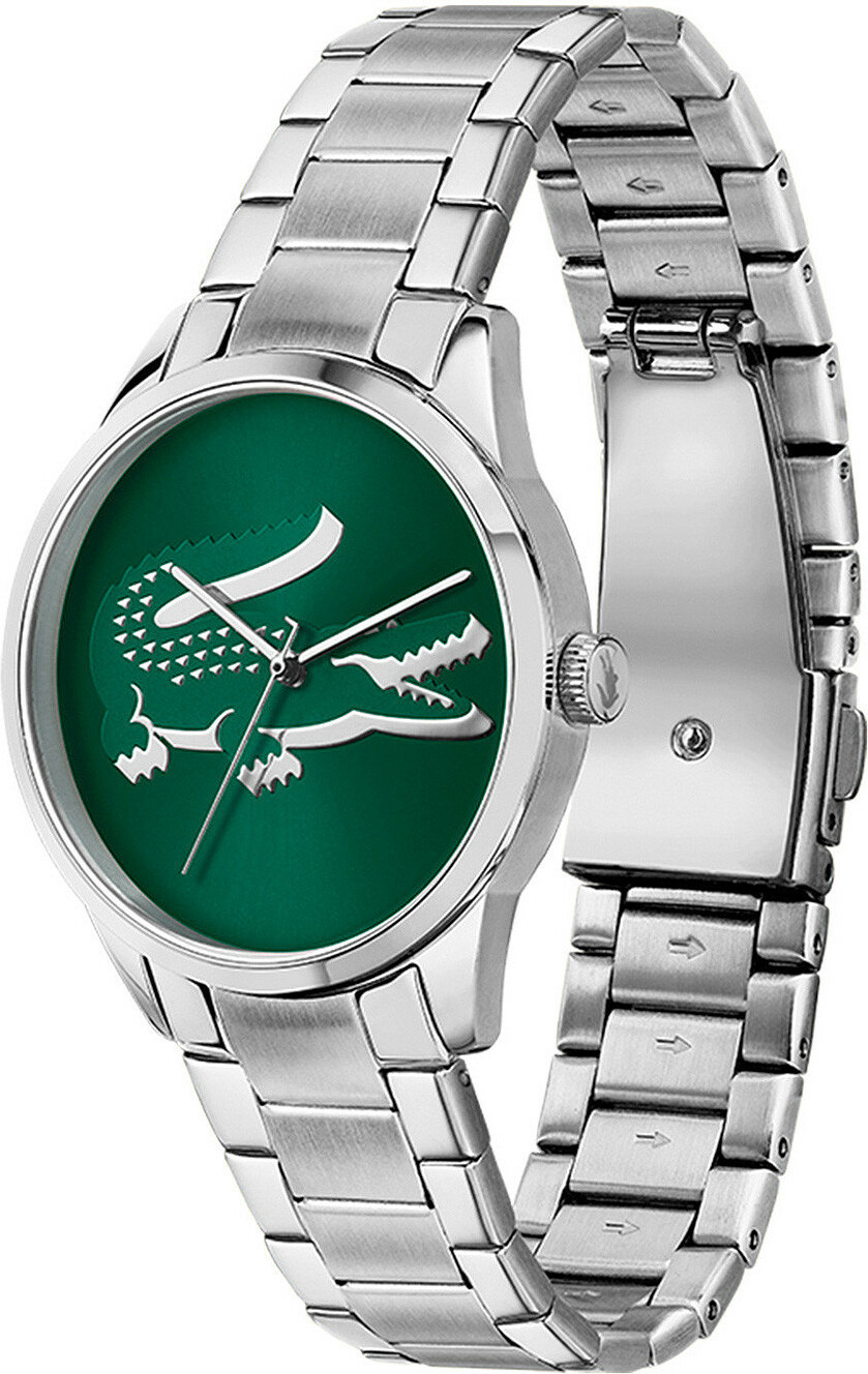 Montre Femme Lacoste Ladycroc 2001190 bracelet acier argenté cadran vert vue 2