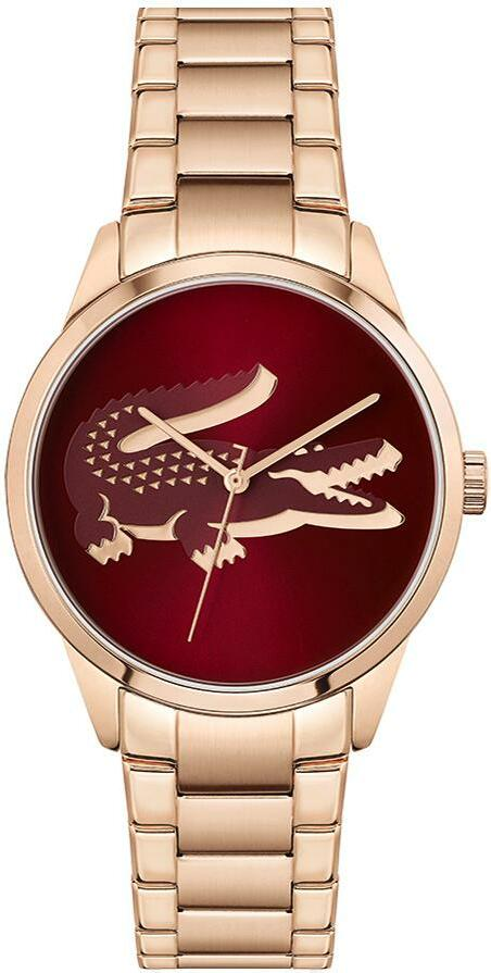 Montre Femme Lacoste Ladycroc 2001191 bracelet acier or rose cadran rouge