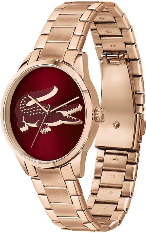 Montre Lacoste Ladycroc 2001191 pour Femme - Cadran Rouge, Bracelet Acier Or Rose vue 2
