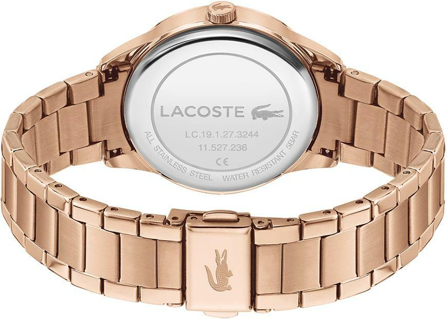Montre Lacoste Ladycroc 2001191 pour Femme - Cadran Rouge, Bracelet Acier Or Rose vue 3