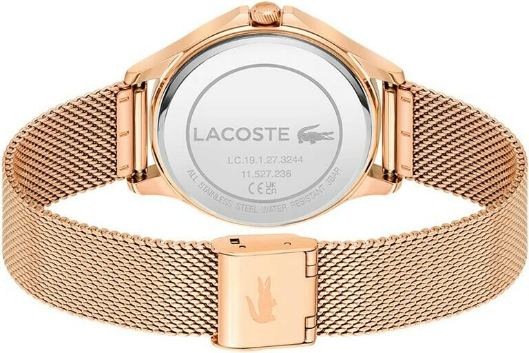 Montre Femme Lacoste Pleats 2001238 - Cadran Multifonctions Gris, Boîtier et Bracelet Maille Milanaise Or Rose vue 3