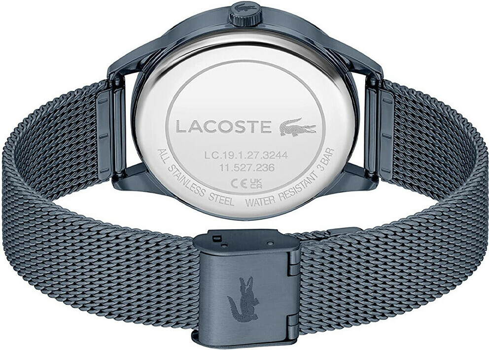 Montre Femme Lacoste Ladycroc 2001260 - Cadran bleu strass, bracelet maille milanaise acier bleu vue 3
