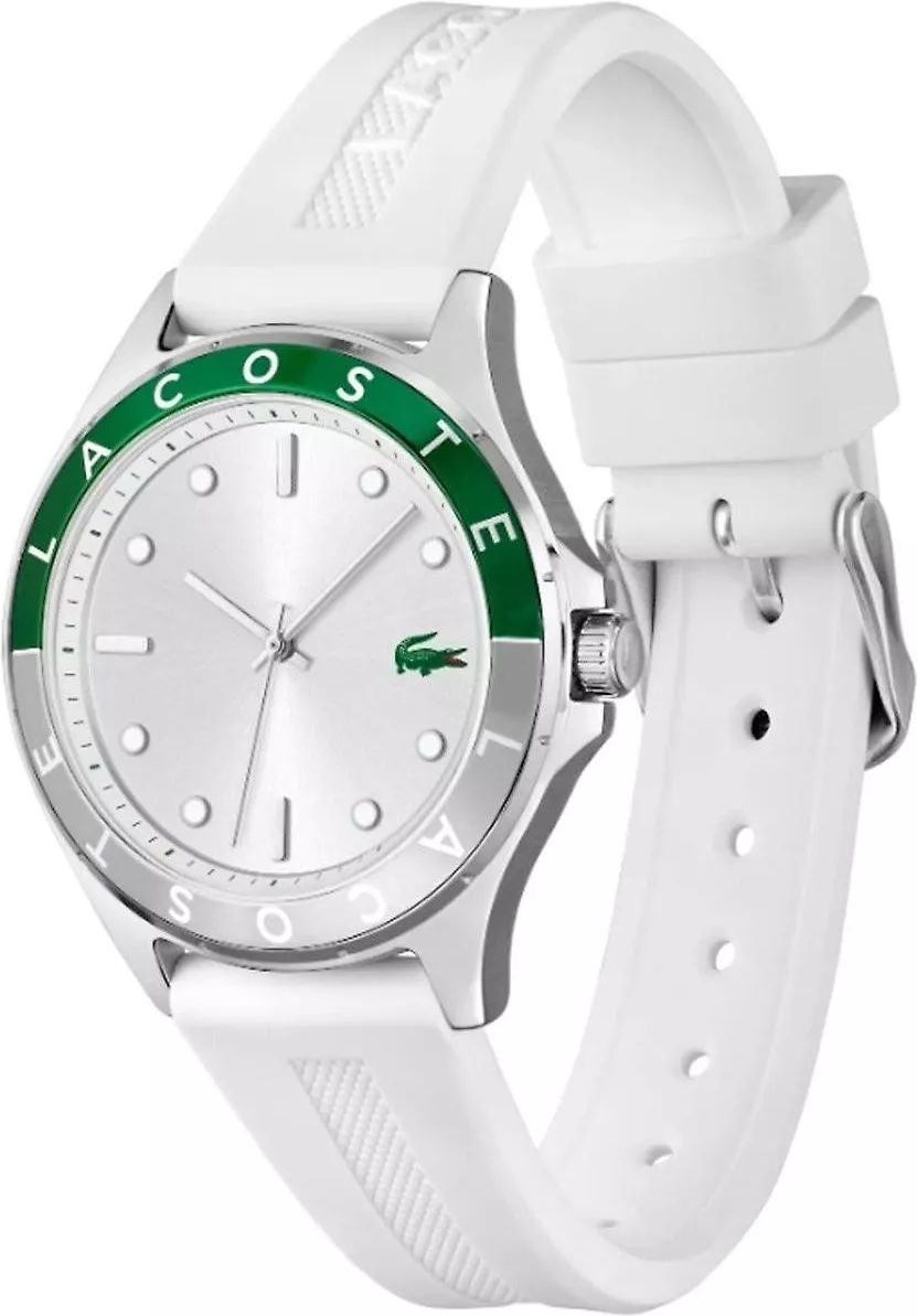 Montre Lacoste Swing 2001265 pour Femme - Cadran Argent, Bracelet Silicone Blanc vue 2
