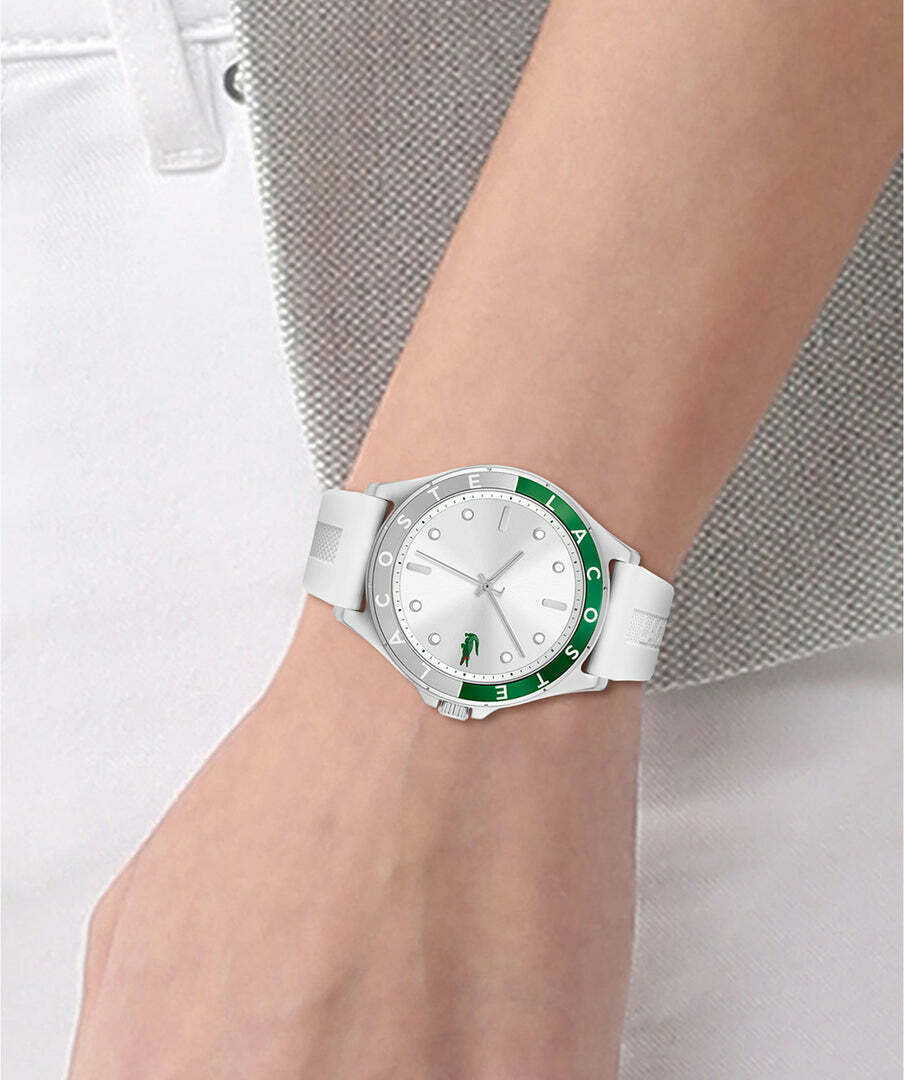 Montre Lacoste Swing 2001265 pour Femme - Cadran Argent, Bracelet Silicone Blanc vue 4