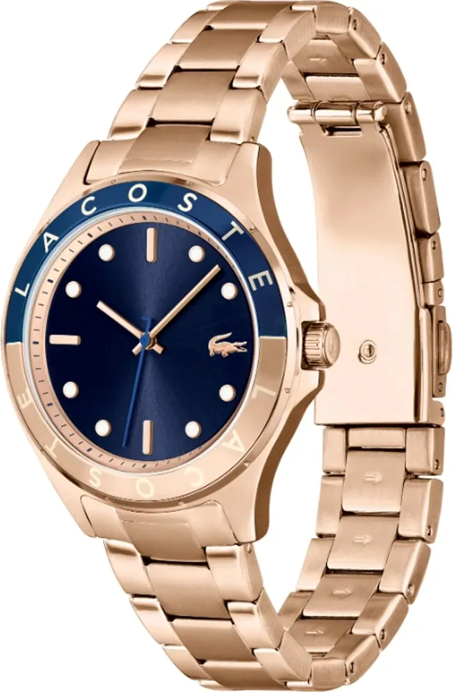 Montre Lacoste Swing 2001268 pour Femme - Cadran Bleu, Bracelet Acier Bicolore Or Rose vue 2