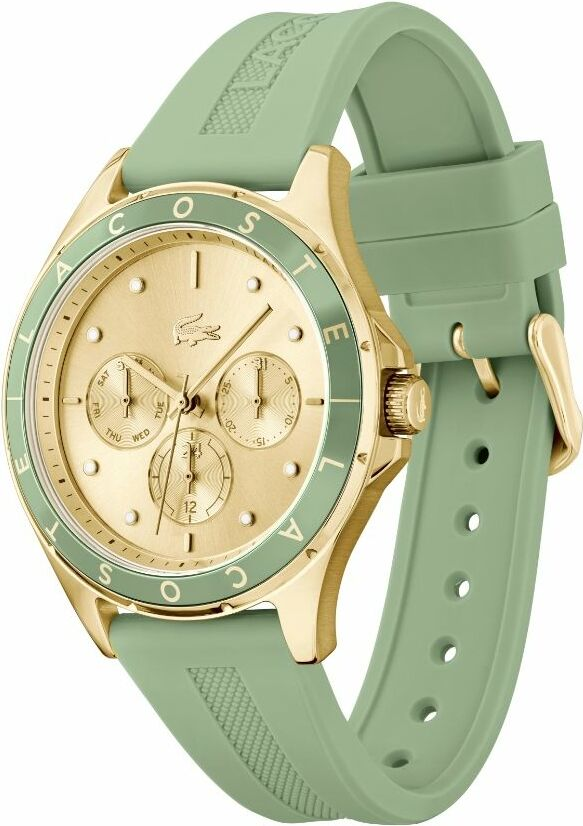 Montre Femme Lacoste Swing 2001298 - Cadran doré multifonctions, bracelet silicone vert vue 2