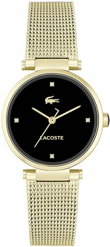 Montre Lacoste Orba 2001336 pour Femme - Boîtier et Bracelet Maille Milanaise Doré, Cadran Noir