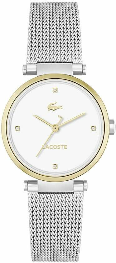 Montre Lacoste Orba 2001337 pour Femme - Cadran Blanc, Boîtier Or et Bracelet Maille Milanaise Argenté
