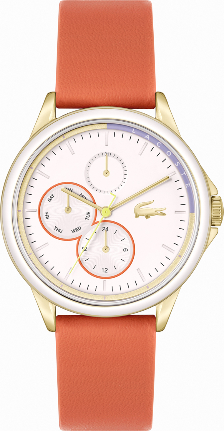 Montre Femme Lacoste Skyhook 2001338 bracelet orange en cuir cadran multifonctions