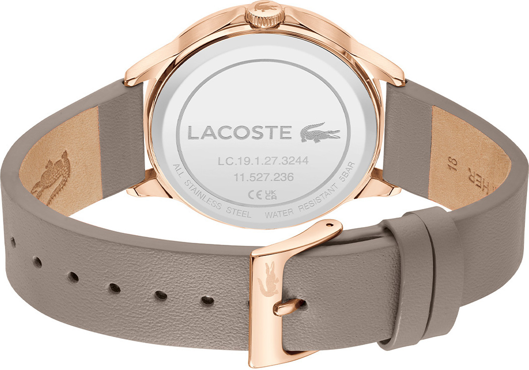 Montre Femme Lacoste Skyhook 2001339, Boîtier Or Rose, Cadran Beige, Bracelet Cuir Marron vue 3