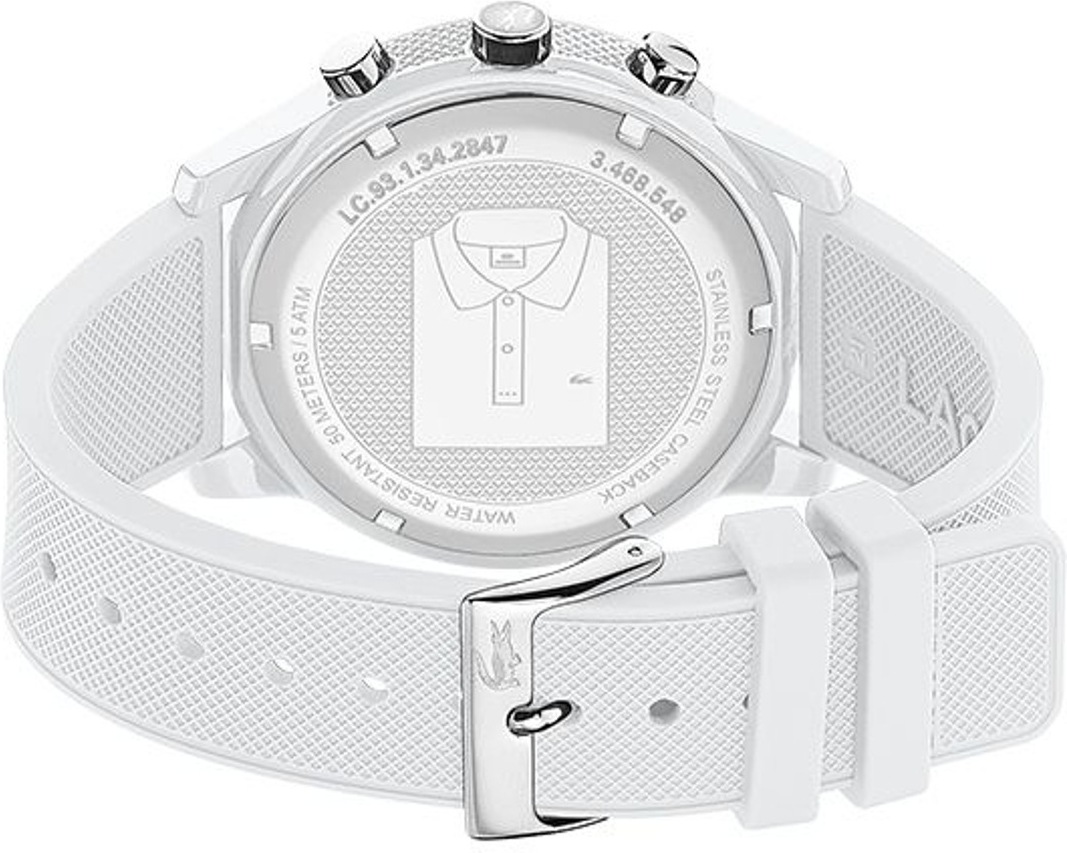 Montre Homme Lacoste 2010974 - Cadran Blanc Multifonctions, Bracelet Silicone Blanc vue 3
