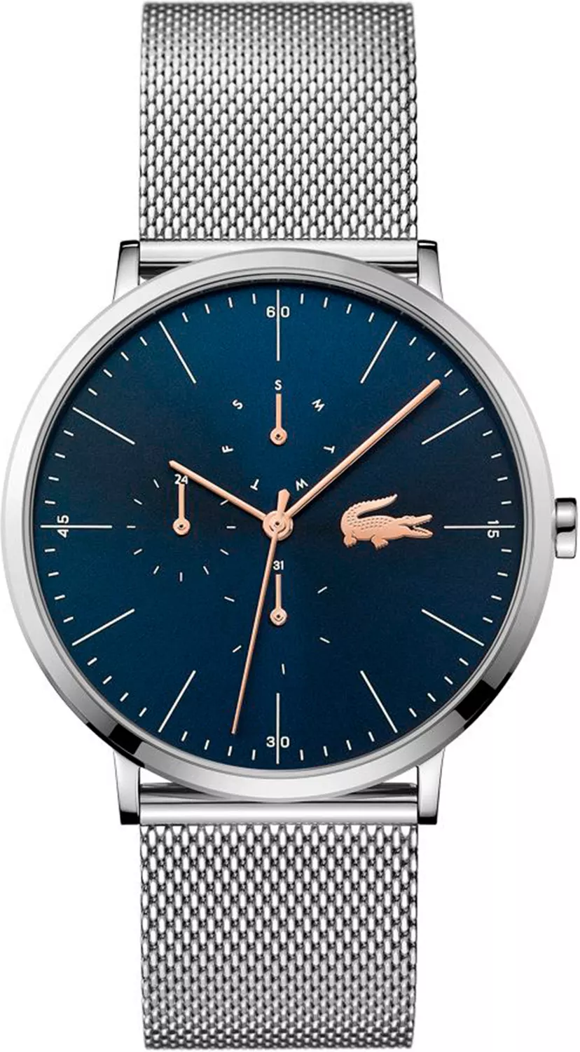 Montre Lacoste Homme Réf. 2011024 - Cadran Bleu & Bracelet Maille Milanaise Argent
