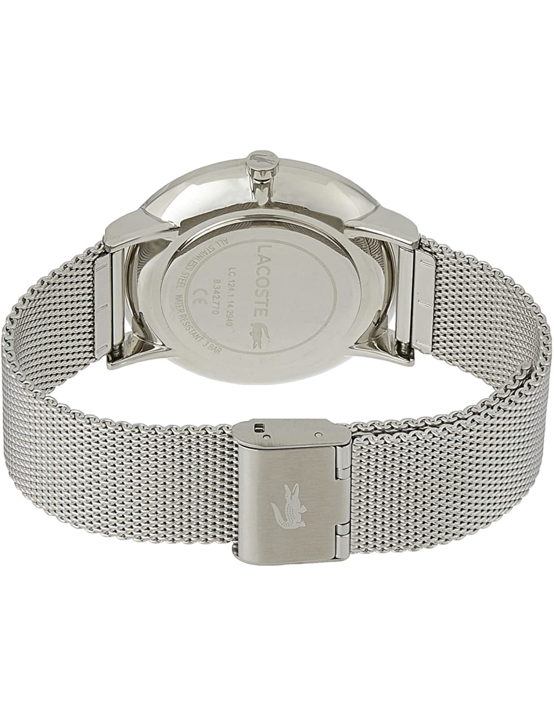 Montre Homme Lacoste Réf. 2011025 - Cadran Blanc, Boîtier et Bracelet Maille Milanaise Argenté vue 2