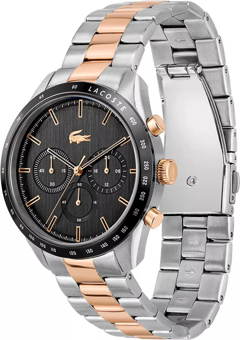Montre Lacoste 2011112 en Acier Bicolore avec Cadran Noir et Chronographe vue 2