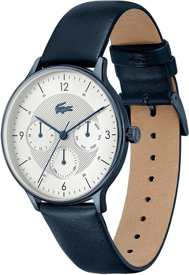 Montre Homme Lacoste Club Réf. 2011140 - Boîtier Acier Bleu, Cadran Blanc, Bracelet Cuir Bleu vue 3
