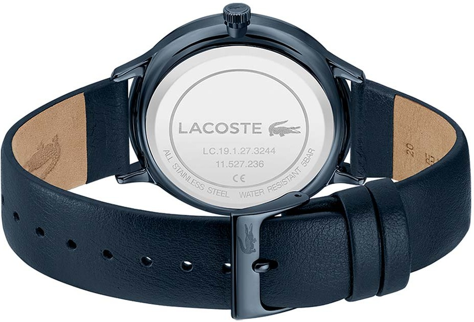 Montre Homme Lacoste Club Réf. 2011140 - Boîtier Acier Bleu, Cadran Blanc, Bracelet Cuir Bleu vue 4
